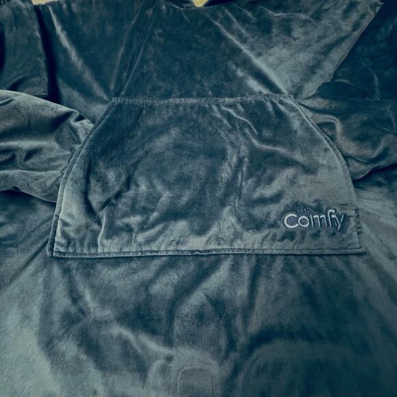 THE COMFY Oversized Microfiber Sherpa Wearable Cozy Blanket One Size Blue Beige - Picture 3 of 5